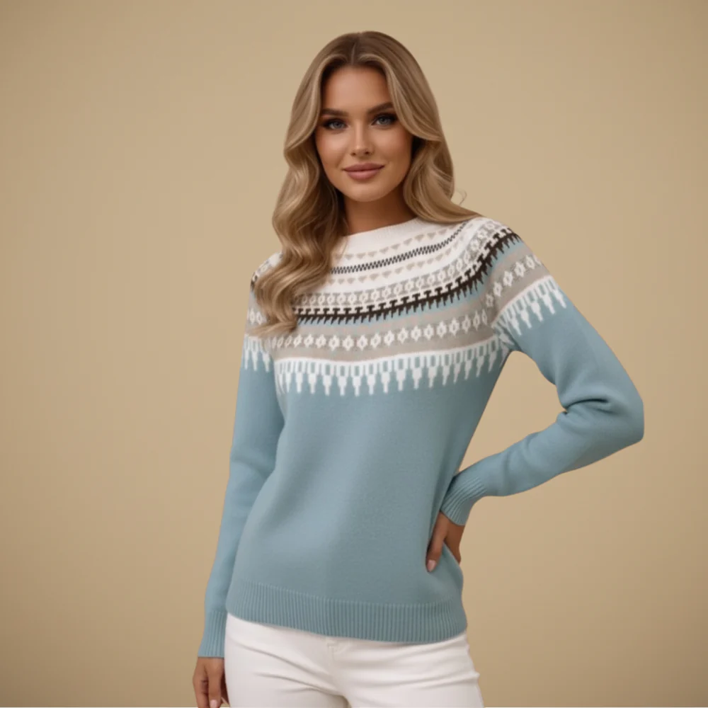 Fair Isle Thick Knit Pullover for Women Fashion Grand