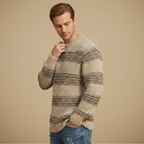 Men's Striped Crew Neck Stretch Pullover Sweater Fashion Grand