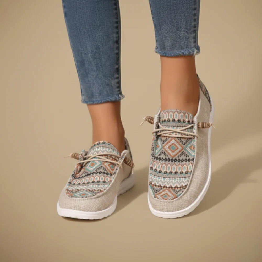 Women's casual patterned slip-on loafers Fashion Grand