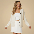 Knitted V-Neck Button Front Cardigan for Women Fashion Grand
