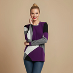 Women's Loose Sweater Geometric Patchwork Design Fashion Grand