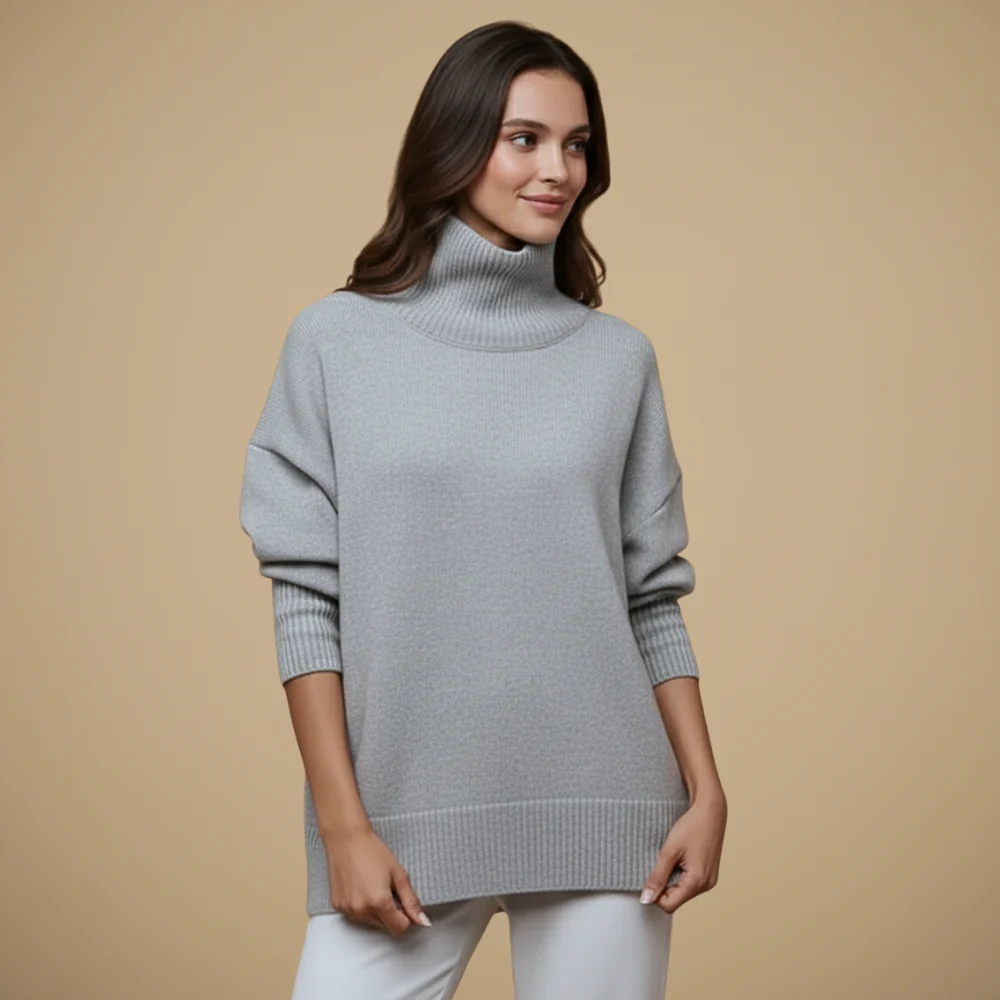 Chunky Knit Oversized High Neck Jumper for Women Fashion Grand