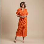 Women's Midi Dress with Waist Tie Fashion Grand
