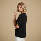 Women's V-Neck Short Sleeve Stand-up Collar Blouse Fashion Grand