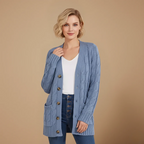 Women's long knit cardigan single button closure Fashion Grand