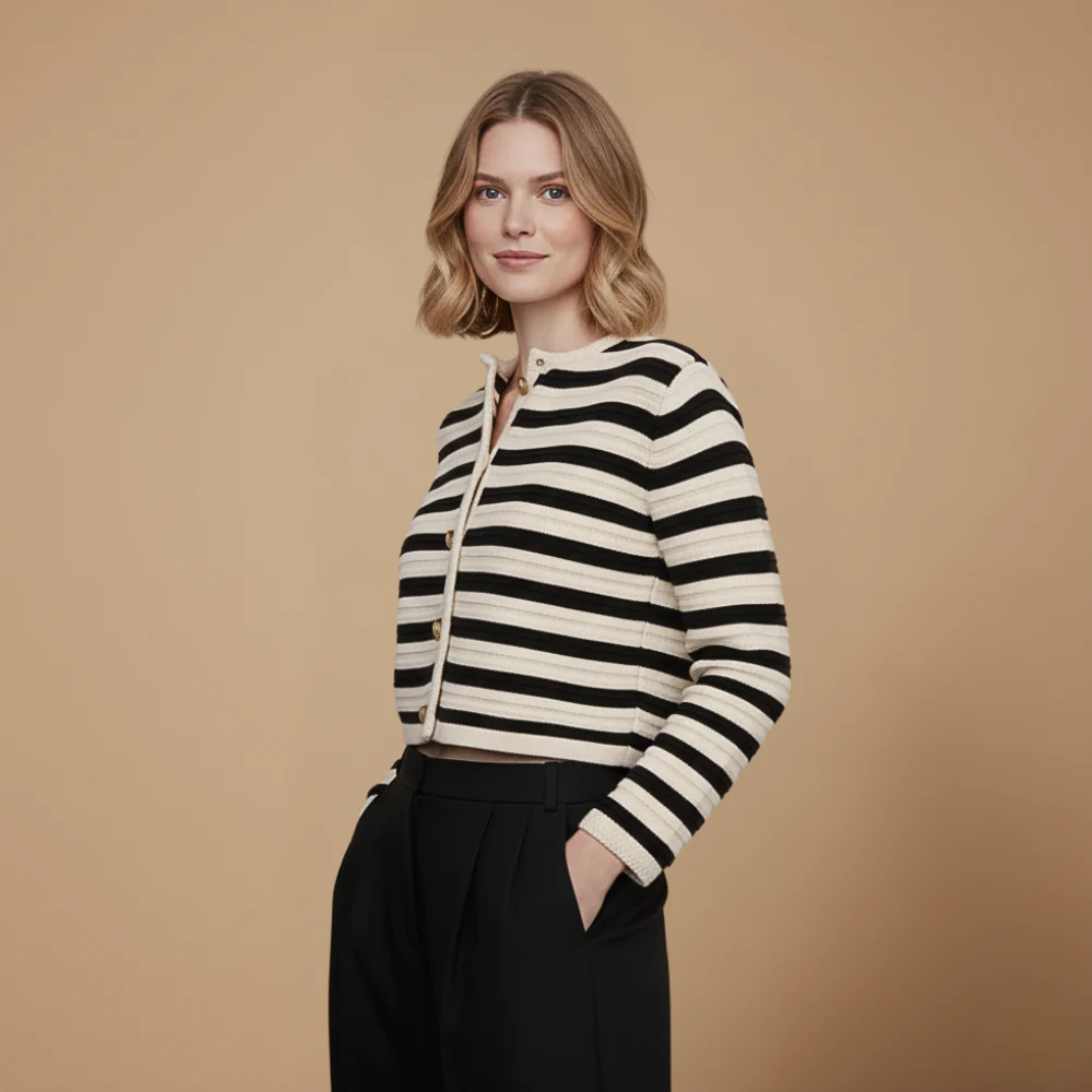 Women's cropped knit cardigan button front Fashion Grand