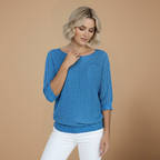 Women's knitted three-quarter sleeve sweater – casual winter pullover Fashion Grand