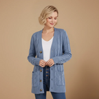 Women's long knit cardigan single button closure Fashion Grand