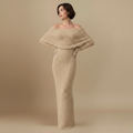 Women’s maxi dress off shoulder long sleeve elegant shape Fashion Grand