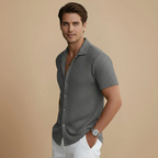 Solid Colours Men's Short Sleeve Button Shirt Fashion Grand