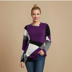 Women's Loose Sweater Geometric Patchwork Design Fashion Grand
