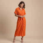 Women's Midi Dress with Waist Tie Fashion Grand