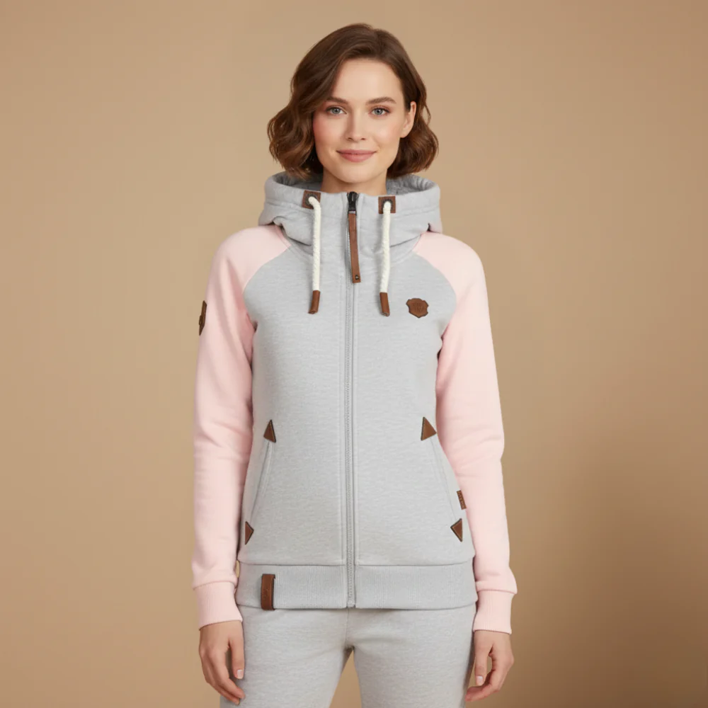 Women's hooded zip up casual sweatshirt jacket