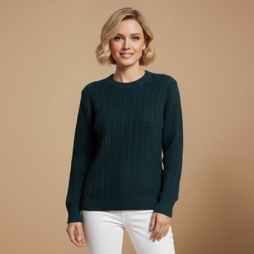 Women’s round neck long sleeve knit sweater