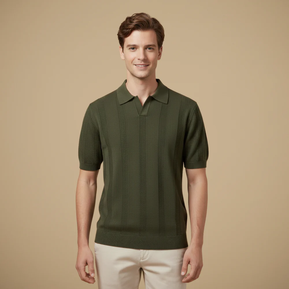 Men's v-neck collar short sleeve polo shirt