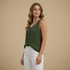 Summer Button-Front Sleeveless Top for Women Fashion Grand