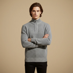Men Half Zip High Collar Thick Knit Jumper Sweater Fashion Grand