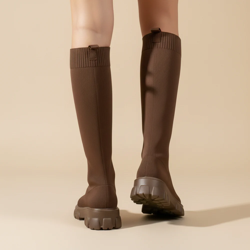Women's elasticated mid calf boots Fashion Grand