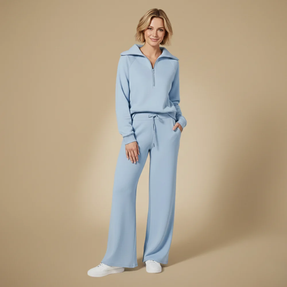 Women's casual quarter zip-up tracksuit set