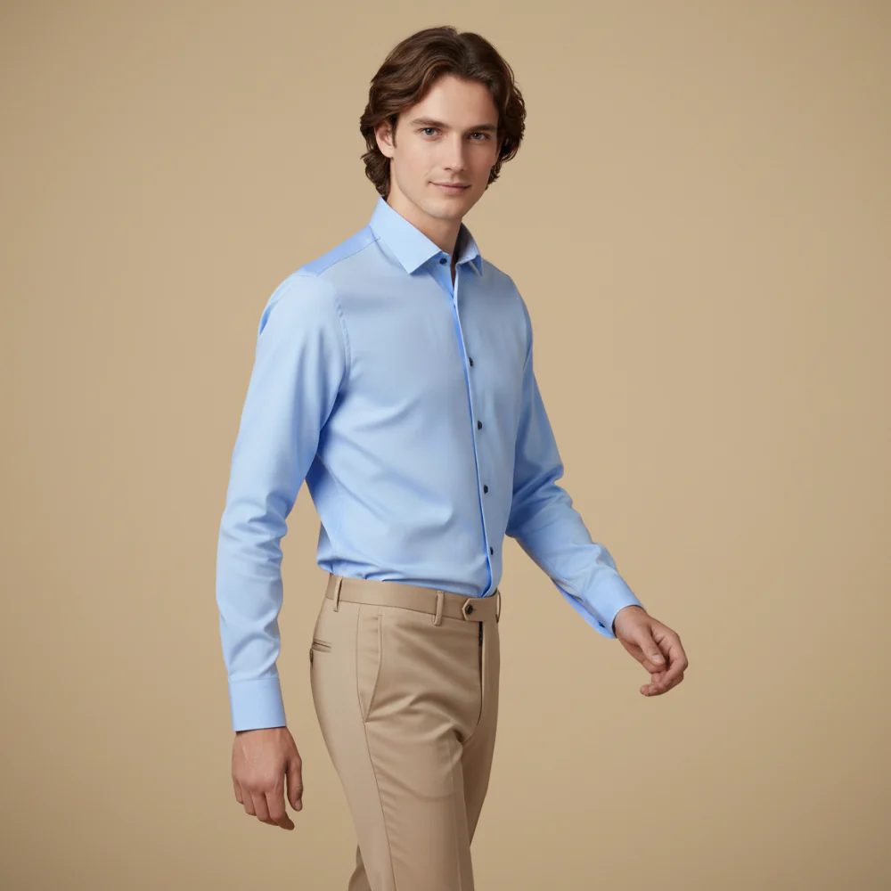 Men's Long Sleeve Button-Down Wrinkle-Free Shirt Fashion Grand