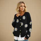 Daisy Embroidered Button-Up Cardigan for Women Fashion Grand