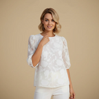 Women's Chiffon Round Neck Puff Top Fashion Grand