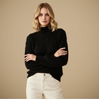 Women's Turtleneck Warm Cable Knit Jumper Fashion Grand
