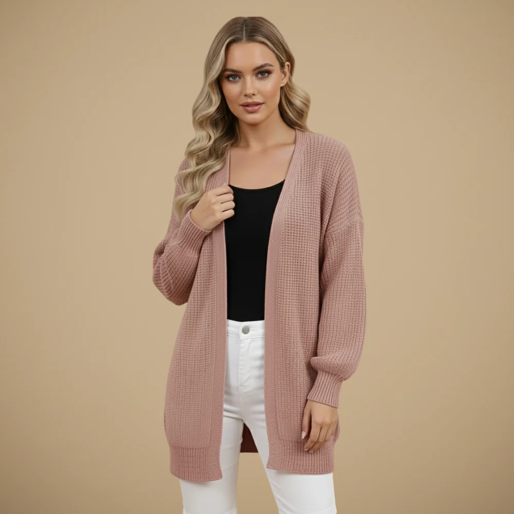 Women Chunky Knit Balloon Sleeve Open Cardigan Fashion Grand