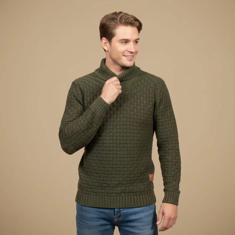 Men's knitted sweater with button collar Fashion Grand