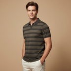 Men's striped v neck short sleeve polo shirt