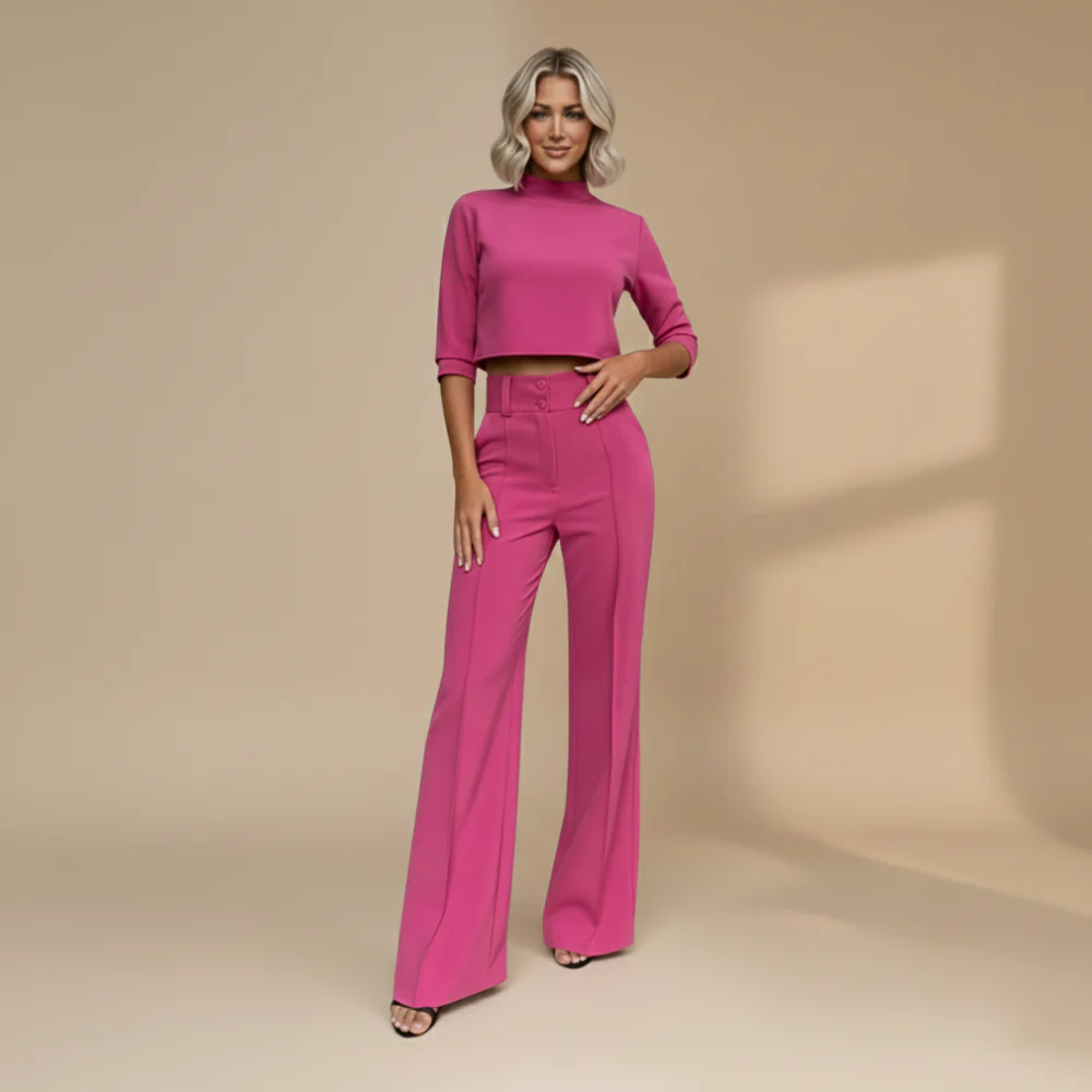 Women's Elegant Crop Top Wide Leg Co-ord Fashion Grand