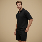 Men's casual short sleeve textured set Fashion Grand
