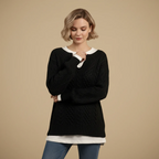 Women's Oversized V-Neck Thick Cable Jumper Fashion Grand