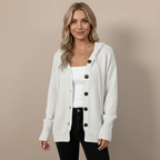 Women’s hooded single-breasted buttoned cardigan Fashion Grand
