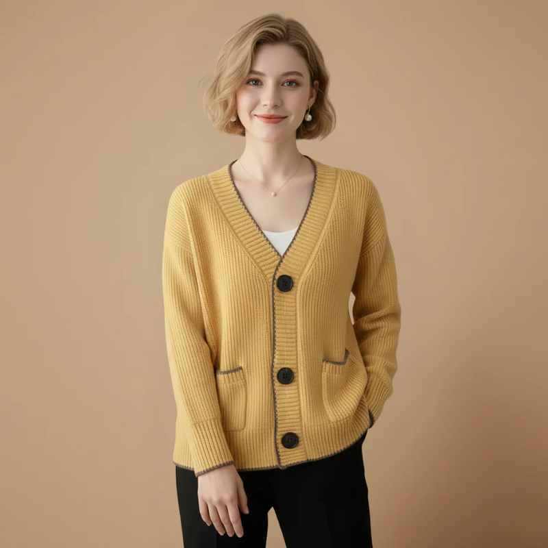 Women's knit cardigan button front layering fit Fashion Grand