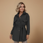Women's long sleeve jacket button front outer layer Fashion Grand