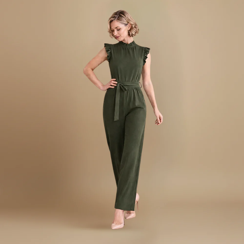 Women’s elegant sleeveless jumpsuit with waist belt Fashion Grand
