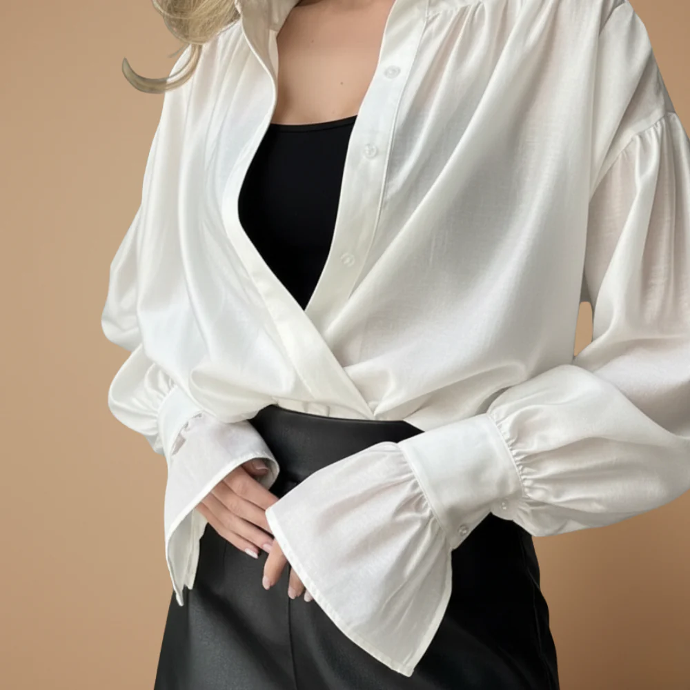 Women's loose collar blouse long sleeve flare cuff Fashion Grand