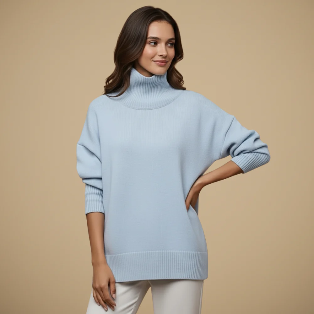 Chunky Knit Oversized High Neck Jumper for Women Fashion Grand