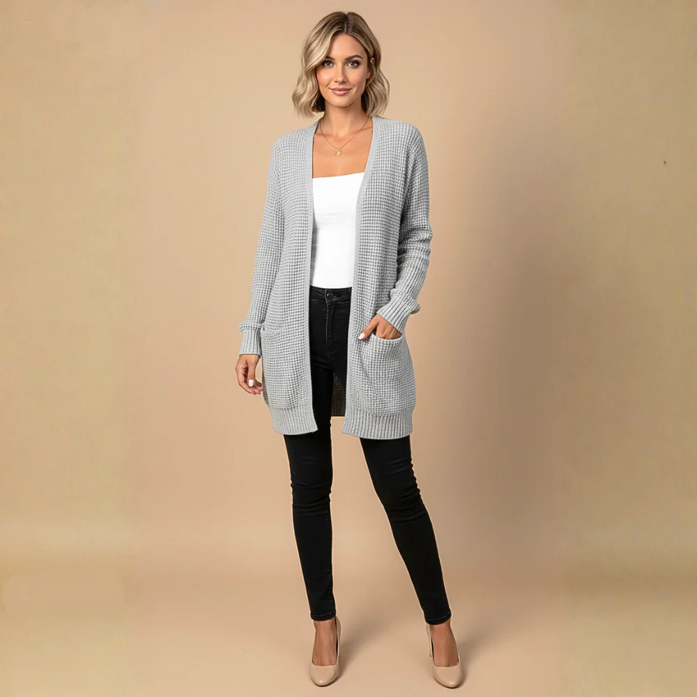 Women's Long Open Front Knit Cardigan Fashion Grand