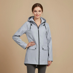 Lightweight Women's Hooded Zip Front Raincoat Fashion Grand