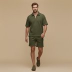 Men's casual short sleeve textured set Fashion Grand