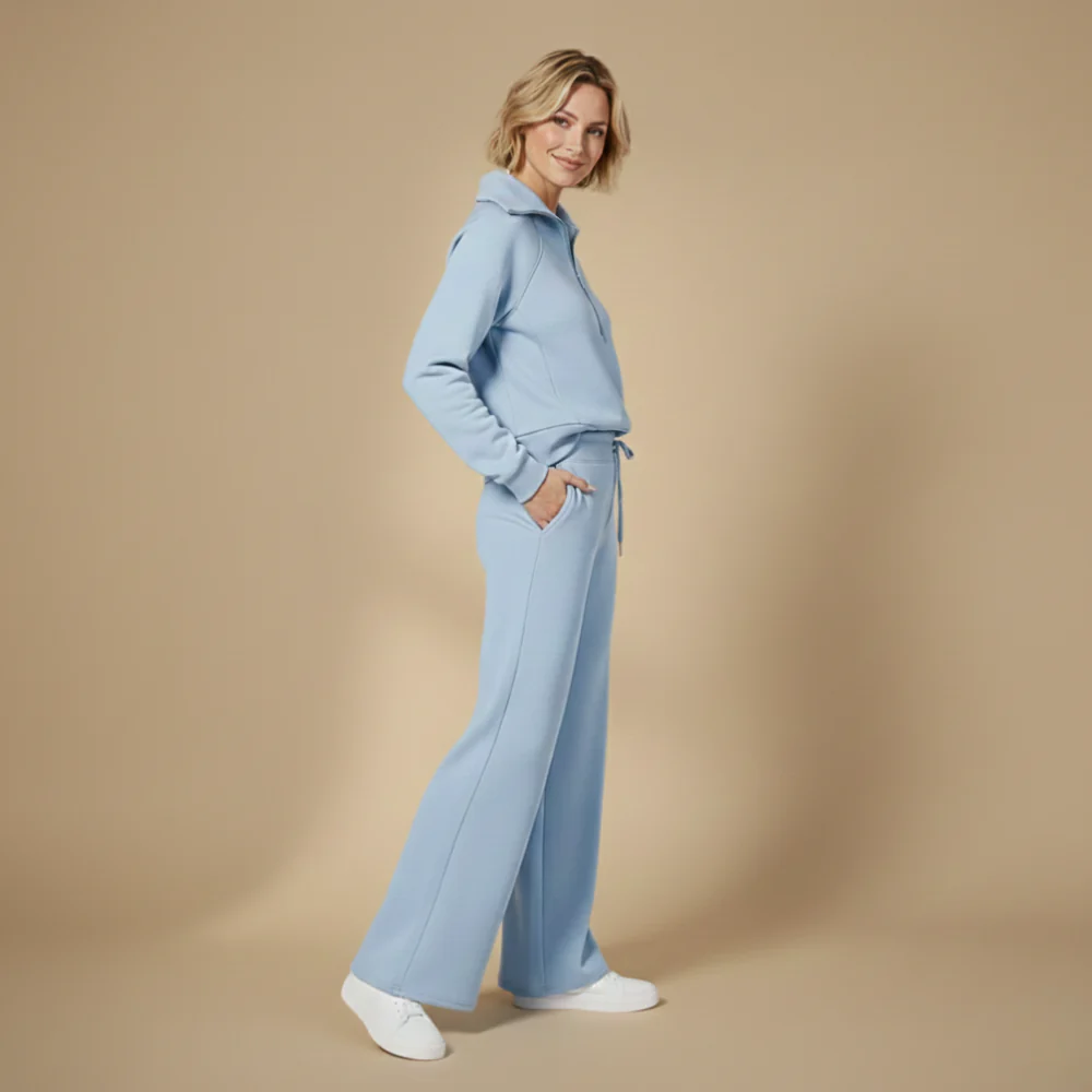 Women's casual quarter zip-up tracksuit set