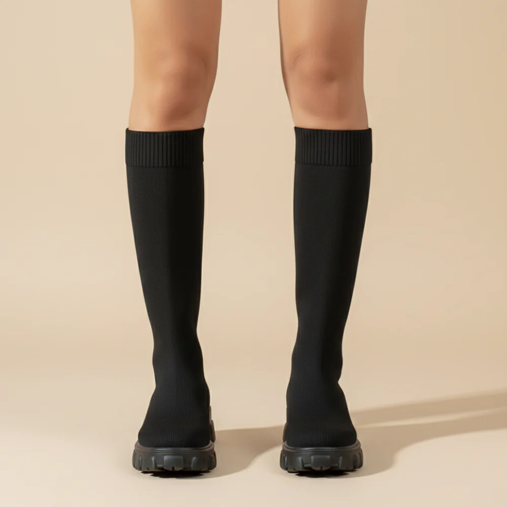 Women's elasticated mid calf boots Fashion Grand