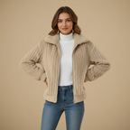 Women's Soft Lapel Zip Front Winter Jacket Fashion Grand