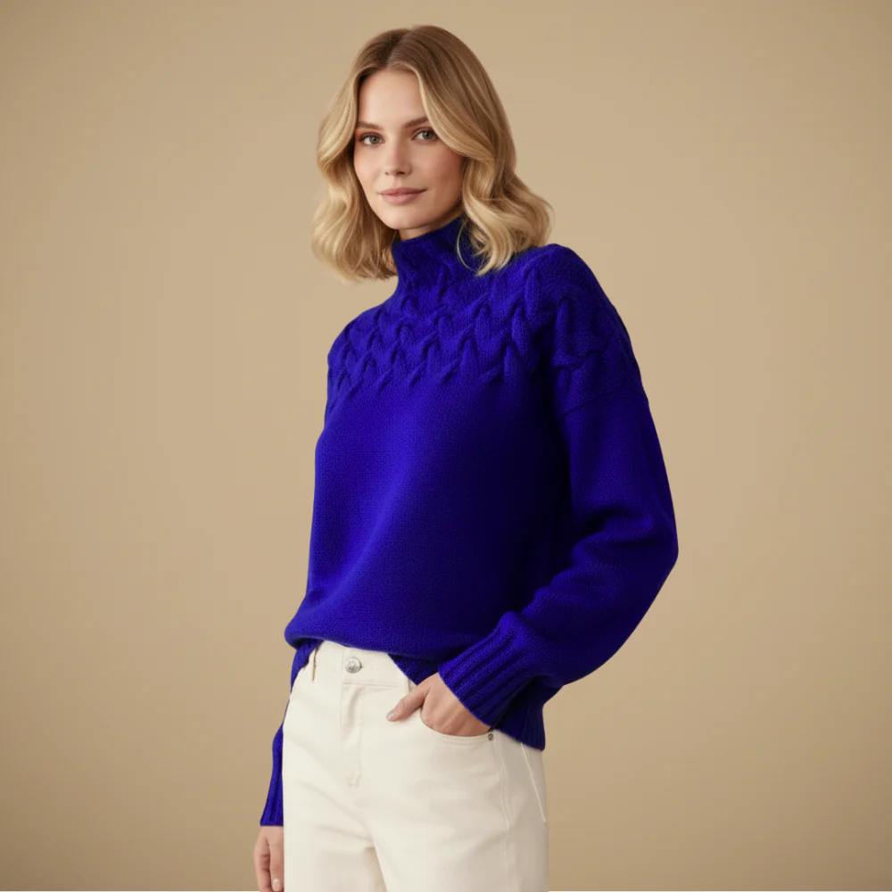 Women's Turtleneck Warm Cable Knit Jumper Fashion Grand