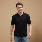 Men's short sleeved geometric design polo shirt