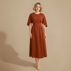 Women’s casual midi dress relaxed fit for summer daily wear Fashion Grand