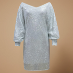 Women’s evening dress with sequins and elbow-length sleeves Fashion Grand