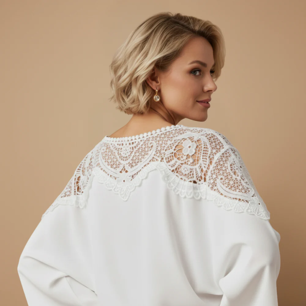 Women's lace blouse long sleeve crochet detail Fashion Grand
